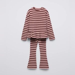 Zara kids Pink and Maroon striped set, size 6